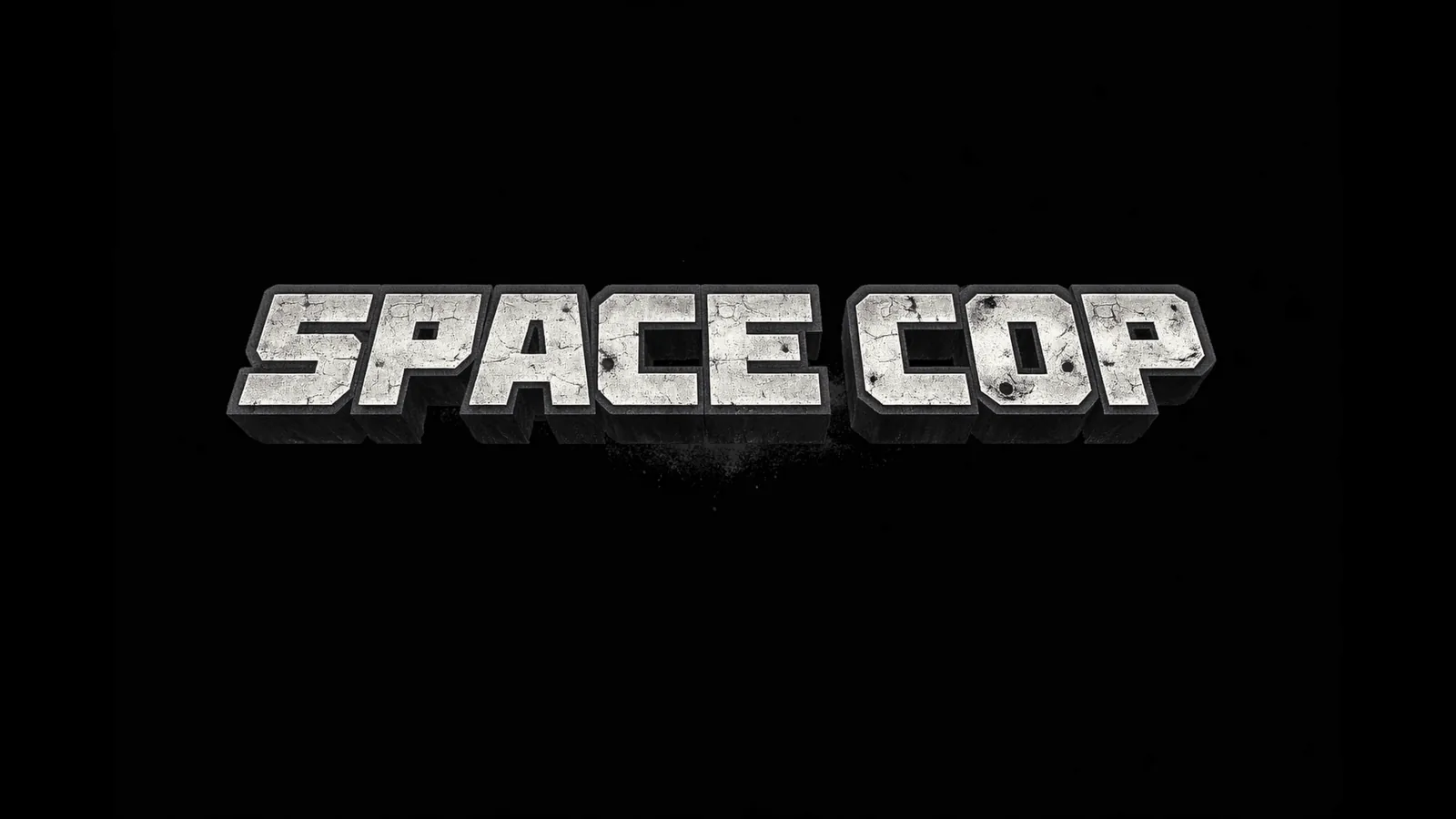 The Space Cop title in stone lettering